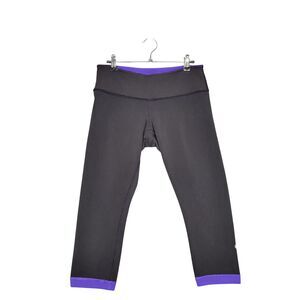 LULULEMON Wunder Under Crop Leggings Reversible Purple Black SIZE 8
